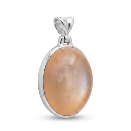 Zilveren hanger perzik maansteen cabochon