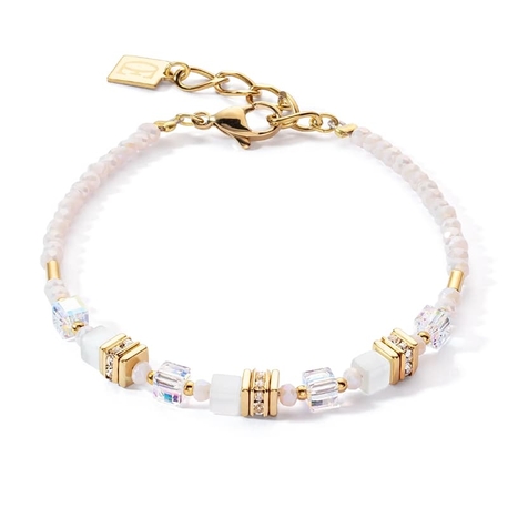 COEUR DE LION armband 4565-30-1416 Mini Cubes gold white
