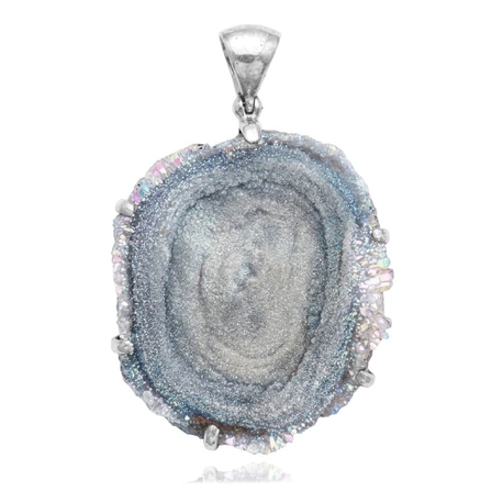 Starborn Creations zilveren hanger met kleine woestijn agaatgeode