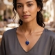 Zilveren hart hanger met lapis 