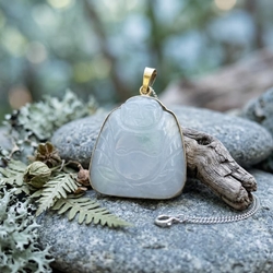 18krt gouden hanger jade met lachende boeddha