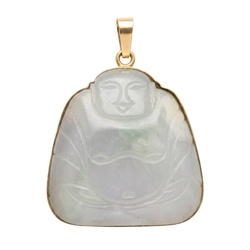18krt gouden hanger jade met lachende boeddha