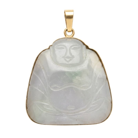 18krt gouden hanger jade met lachende boeddha
