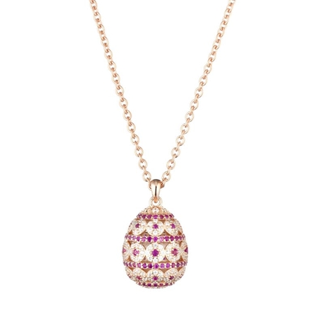Tsars Collection rosé zilveren eihanger roze en wit zirkoon