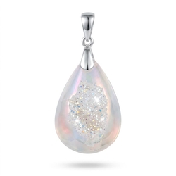 Starborn zilveren hanger drusy kwarts met opal coating