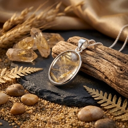 Zilveren hanger met golden rutiel 
