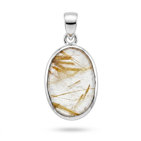Zilveren hanger met golden rutiel 