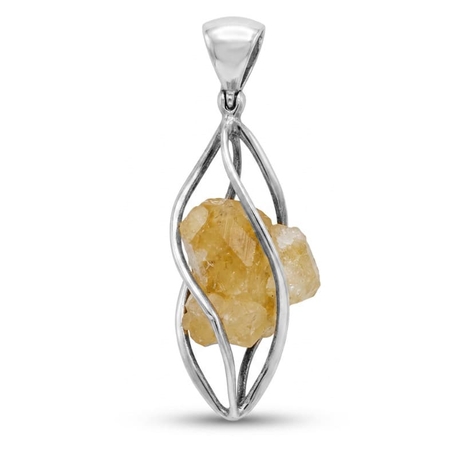 Zilveren hanger met geel granaatkristal nethanger Starborn Creations