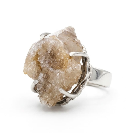 Starborn zilveren ring schelp gefossilisserd