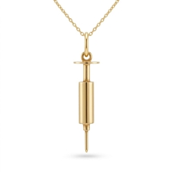 Vintage 18krt gouden hanger injectiespuit, doktersspuit, injectie