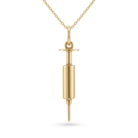 Vintage 18krt gouden hanger injectiespuit, doktersspuit, injectie