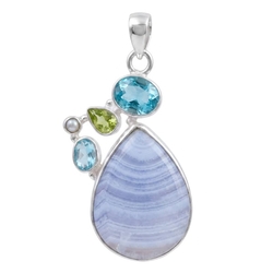 Zilveren hanger peridot topaas streep agaat 