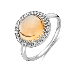 Zilveren ring citrien en zirkonia