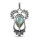 Zilveren hanger labradoriet met markasiet en kleine pareltjes, art nouveau stijl sieraad