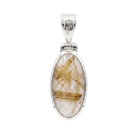 Zilveren hanger met geel rutielkwarts cabochon geslepen