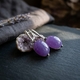 Tsars Collection zilveren oorhangers paars jade