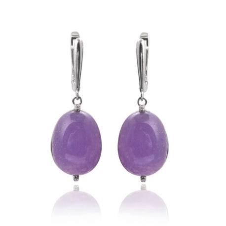 Tsars Collection zilveren oorhangers paars jade