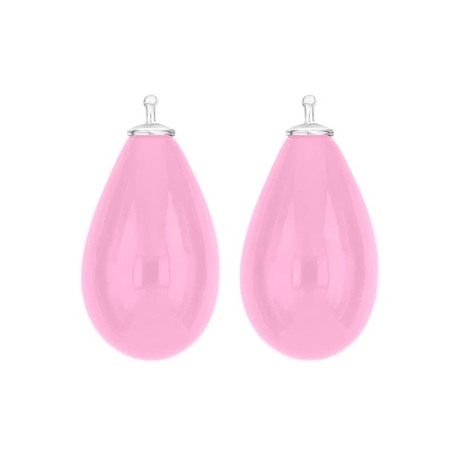Heide Heinzendorff roze druppelaanhangers E43 zilver stokje