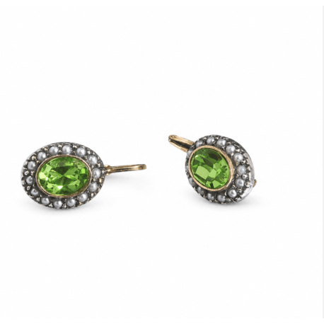 Groene oorbellen strass en pareltjes