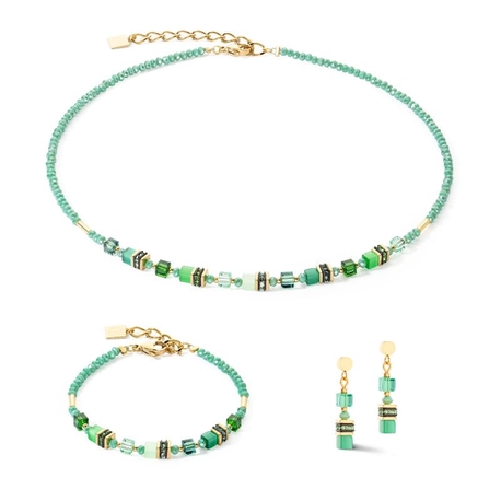 COEUR de LION sieradenset 4565-0500 minikubus groen
