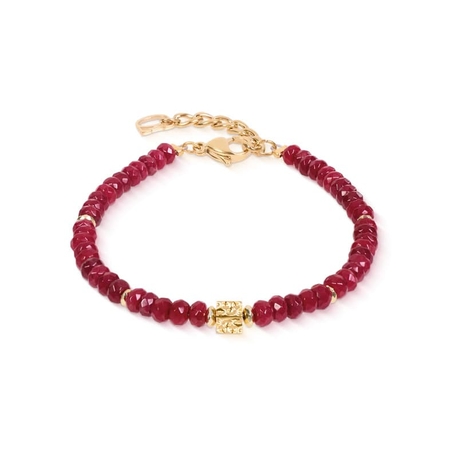 COEUR de LION armband 3049-30-0316 Hammered Cube Ruby gold