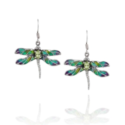 Zilveren oorhangers peridot emaile