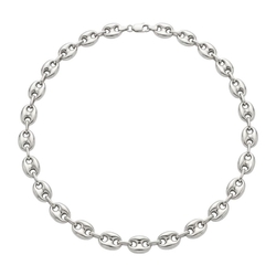 Vintage zilveren collier gepofte marine schakel