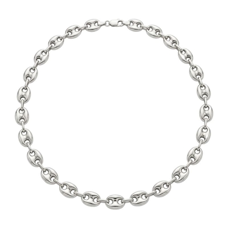 Vintage zilveren collier gepofte marine schakel