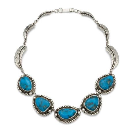Vintage zilveren collier Native American Navajo turkoois