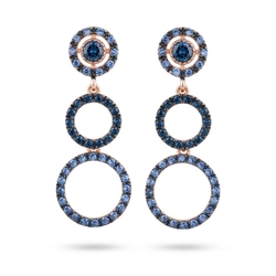 Rosé verguld zilveren oorbellen blauw strass