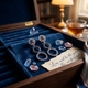 Rosé verguld zilveren oorbellen blauw strass
