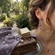 lange oorbellen zilver met amethist parel en strass