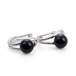 Oorstekers zilver onyx