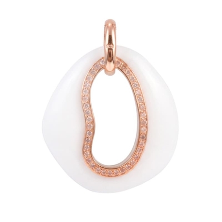 Zilveren hanger rosé'met wit agaat