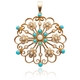 Antieke gouden hanger/broche met turkoois en pareltjes