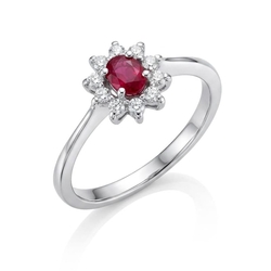Witgouden ring diamant met robijn