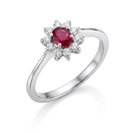 Witgouden ring diamant met robijn
