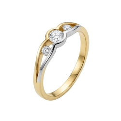 Gouden ring bicolor 3 briljanten
