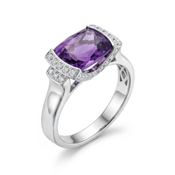 Witgouden ring amethist 34 briljanten