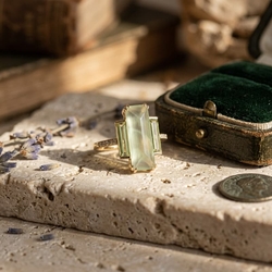 Superoro gouden ring met preniet en peridot 