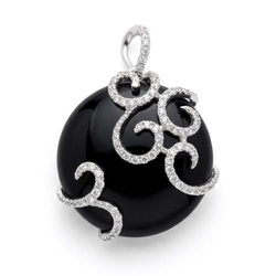 Witgouden hanger onyx briljanten