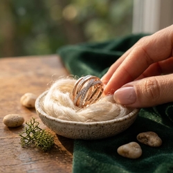 14 krt roségouden slagring met briljanten