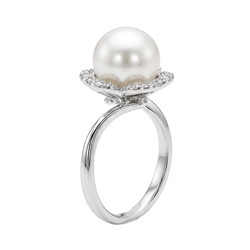 Witgouden ring briljant parel