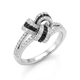 Witgouden ring strik wit en zwart briljant