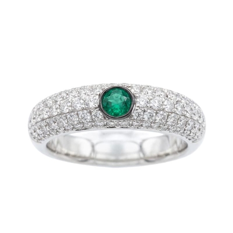 witgouden ring met smaragd en briljantjes