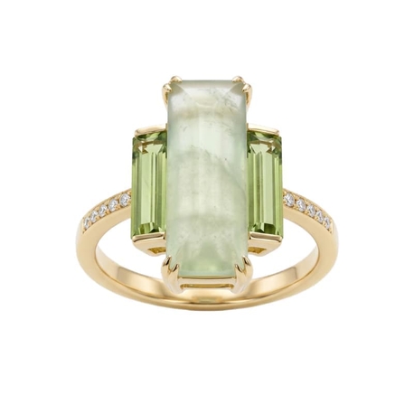 Superoro gouden ring met preniet en peridot 