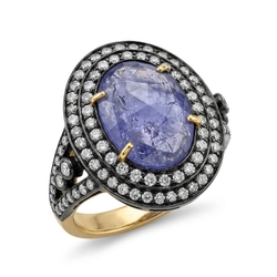 India Gem goud met zilveren ring tanzaniet diamant