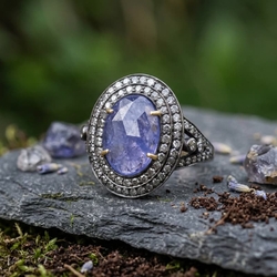 Ring met tanzaniet en diamant India Gem