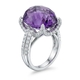 Witgouden ring met grote amethist en 114 briljantjes