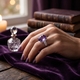 Witgouden ring met grote amethist en 114 briljantjes